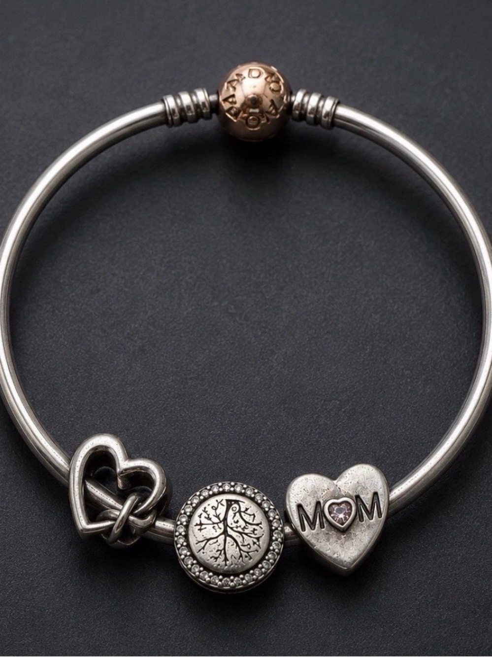 Pandora Two-Tone 'MOM' Heart and Tree of Life Charm Bracelet
